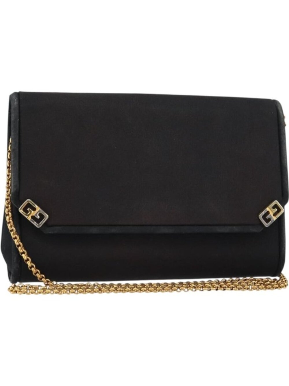 GUCCI Chain Shoulder Bag Nylon Black Gold